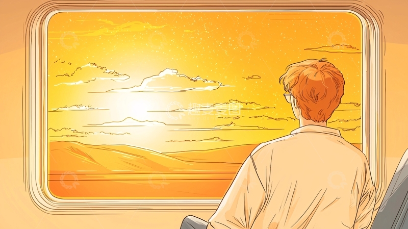 高清大图下载【趣麦麦图】夕阳下的旅途中