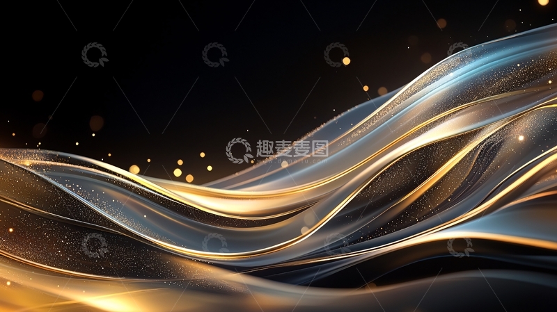 高清大图下载【趣麦麦图】金色波浪抽象艺术背景