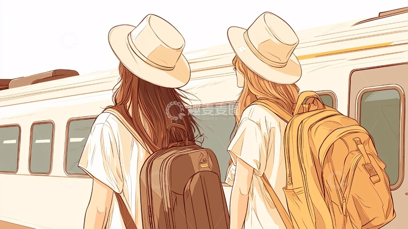 高清大图下载【趣麦麦图】旅途中背起行囊的朋友们