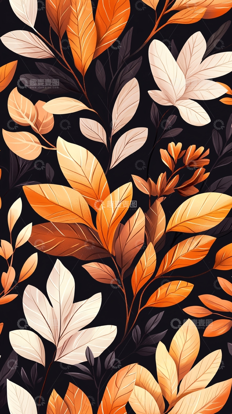 高清大图下载【趣麦麦图】秋日色彩斑斓树叶背景图