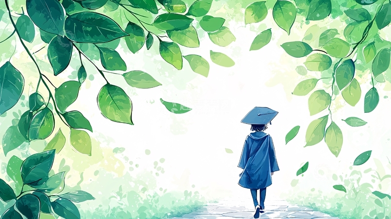 高清大图下载【趣麦麦图】雨中漫步的女孩