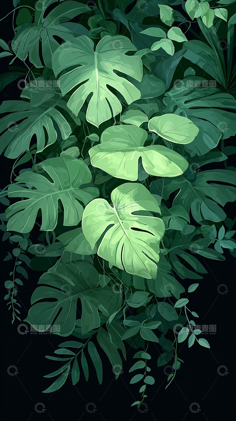 高清大图下载【趣麦麦图】热带植物叶子背景图