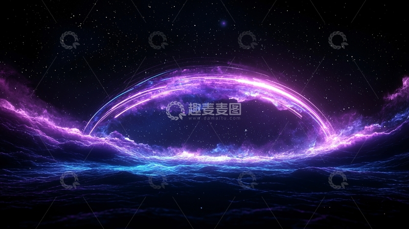 高清大图下载【趣麦麦图】紫色光环星空背景