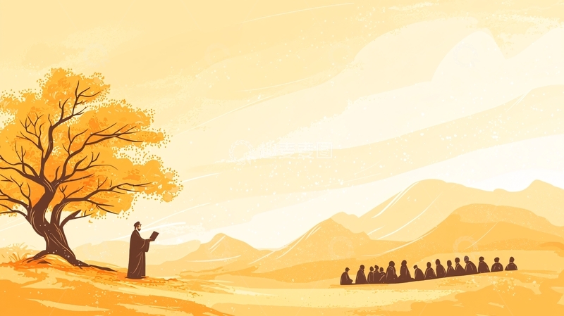 高清大图下载【趣麦麦图】秋日山间讲学图