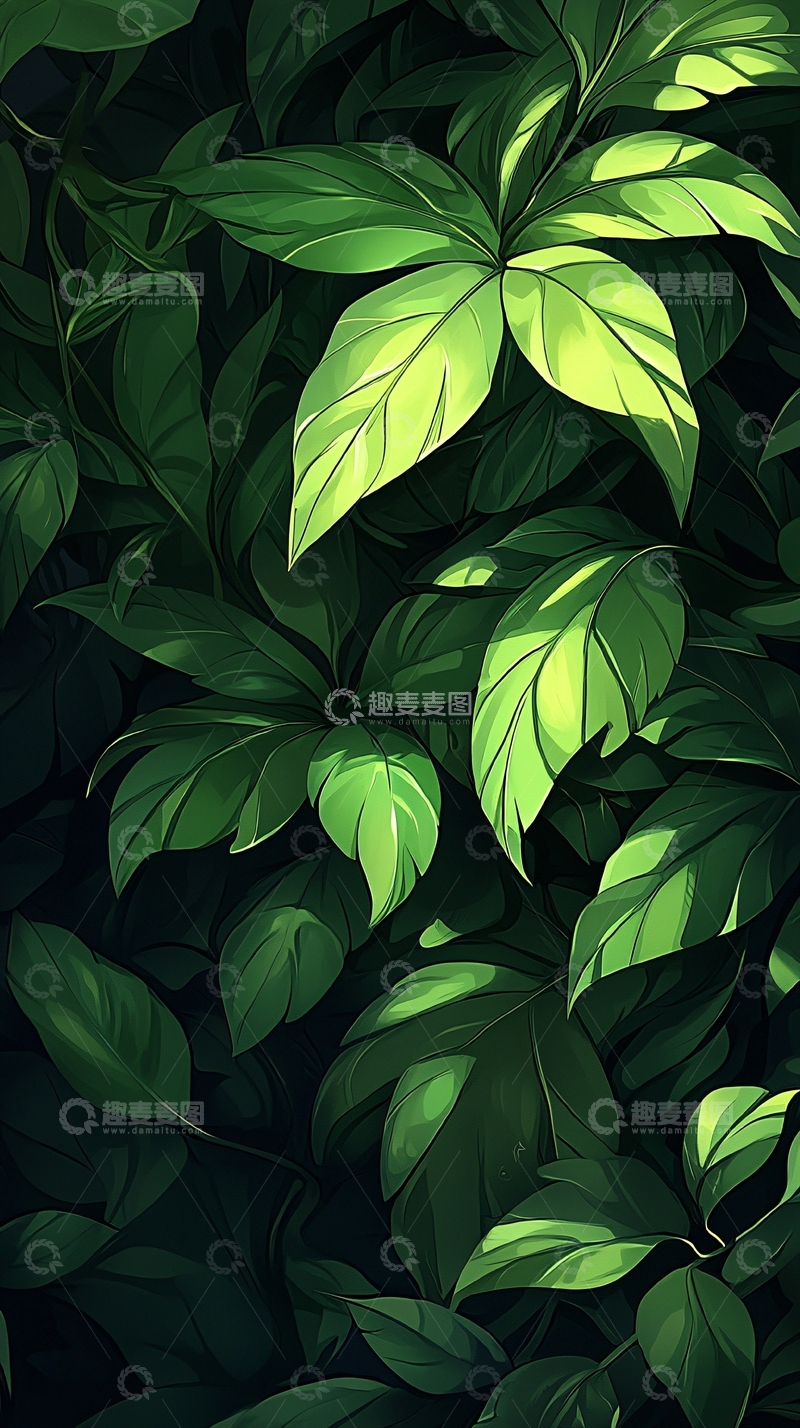 高清大图下载【趣麦麦图】深绿色植物叶子背景图