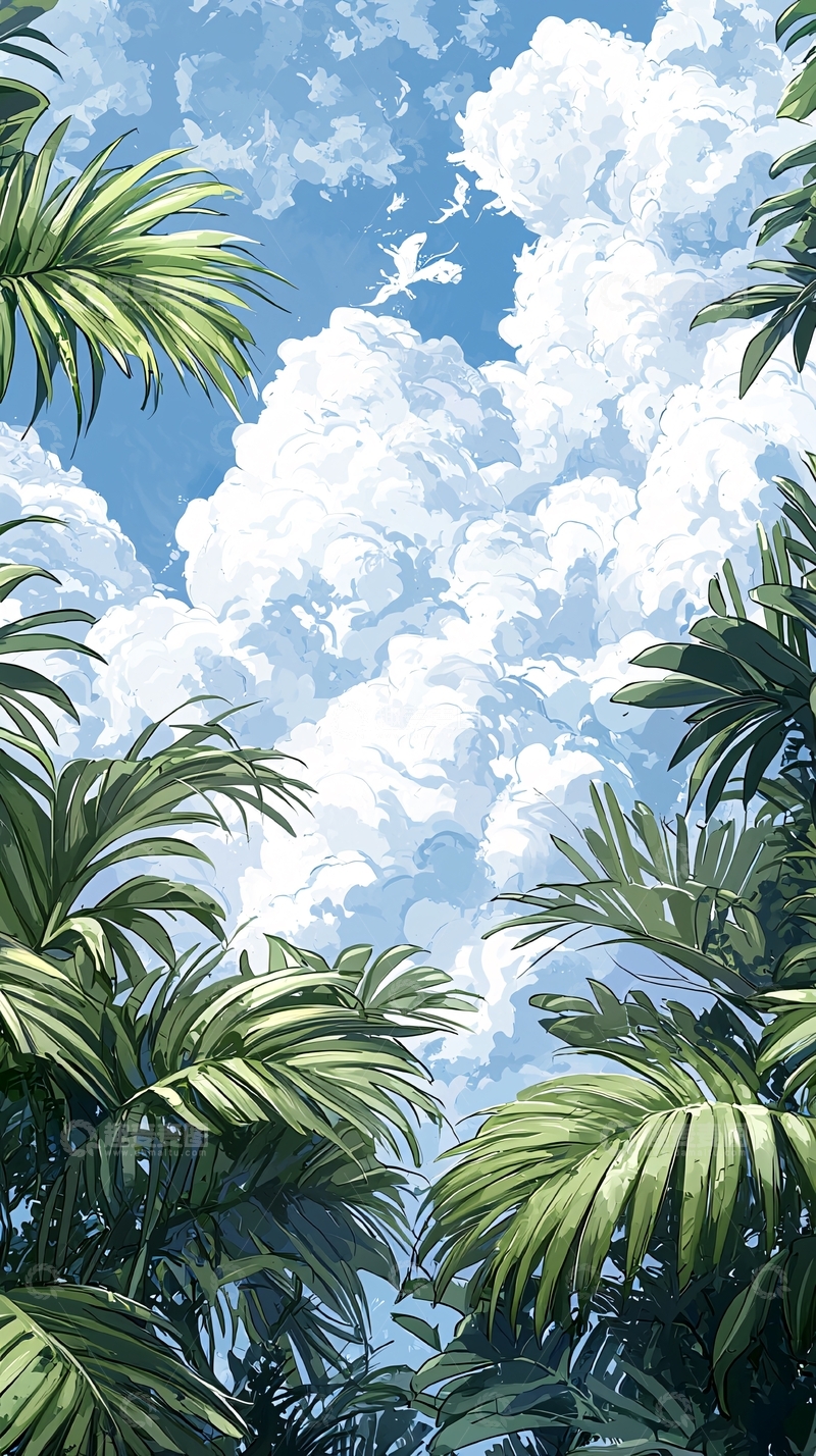 高清大图下载【趣麦麦图】热带雨林天空背景图