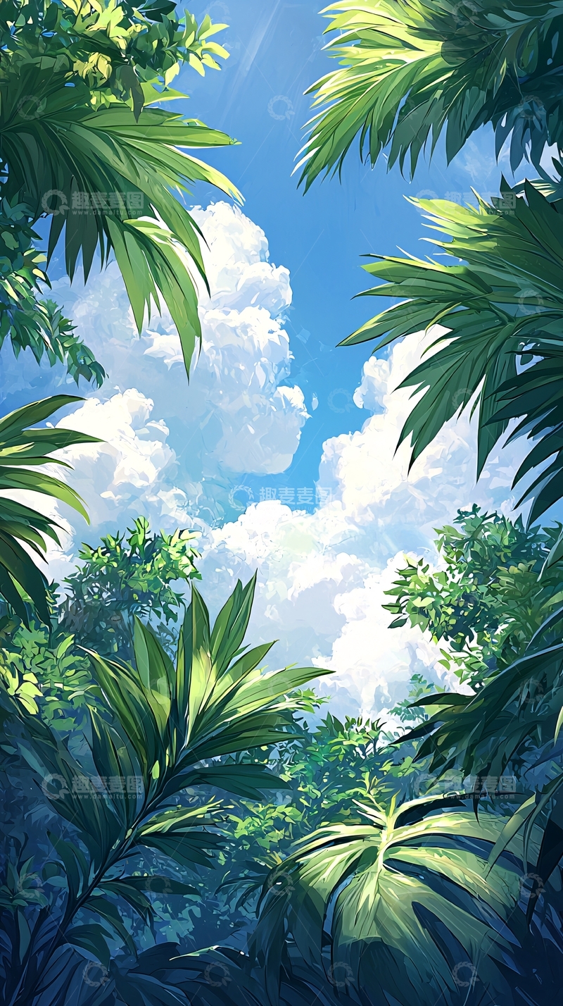 高清大图下载【趣麦麦图】热带雨林天空光影