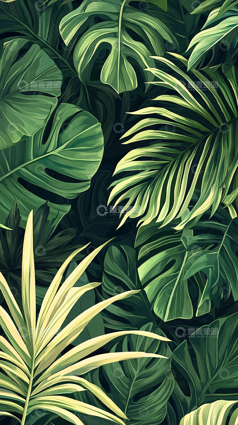 高清大图下载【趣麦麦图】热带植物叶子背景图