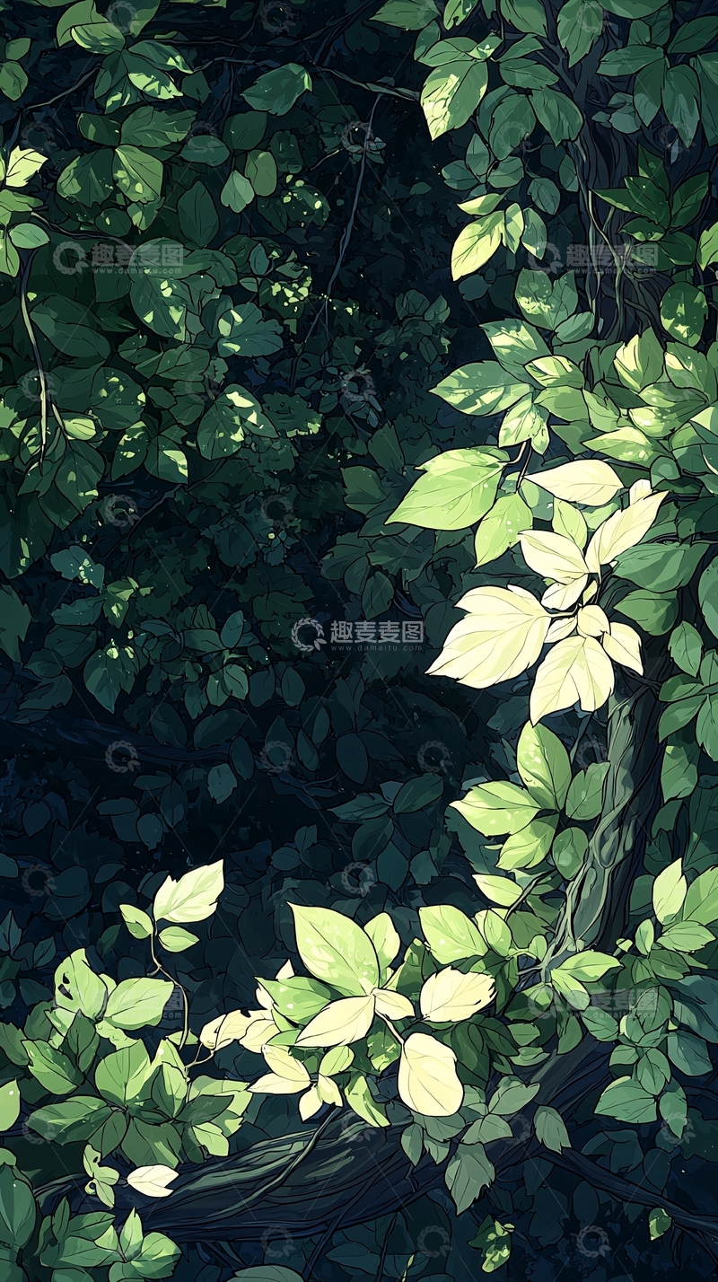 高清大图下载【趣麦麦图】深林中的藤蔓与光影