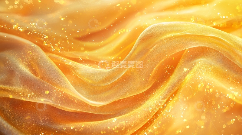 高清大图下载【趣麦麦图】金色波纹丝滑面料纹理背景