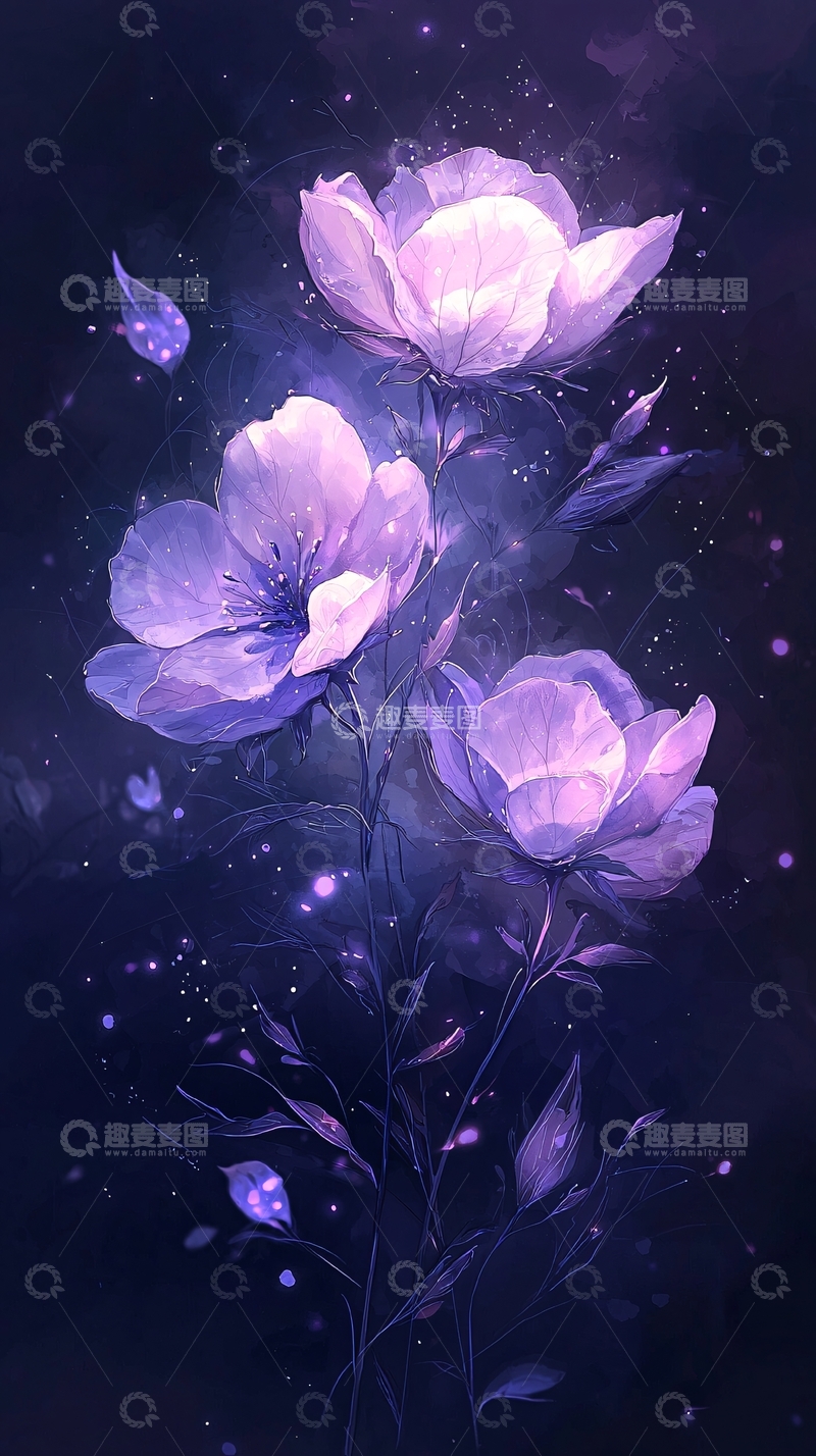 高清大图下载【趣麦麦图】梦幻紫色花朵背景图