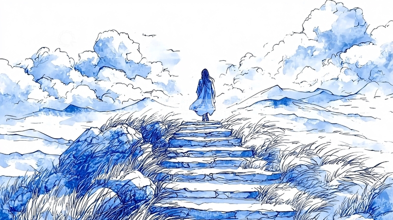 高清大图下载【趣麦麦图】蓝调旅途中的人