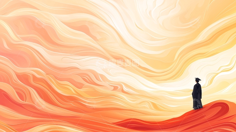 高清大图下载【趣麦麦图】渐变色彩中的孤独旅者