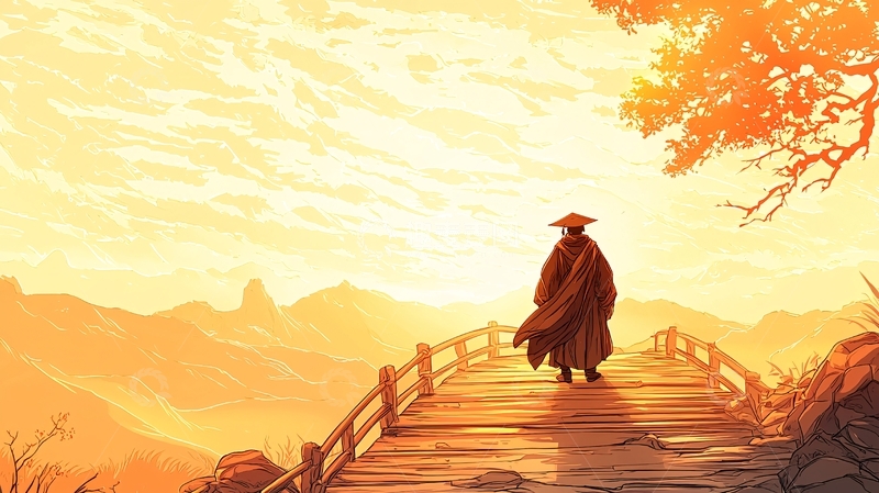 高清大图下载【趣麦麦图】秋日桥上独行者