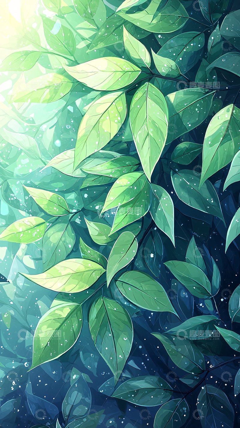 高清大图下载【趣麦麦图】清新绿叶自然背景