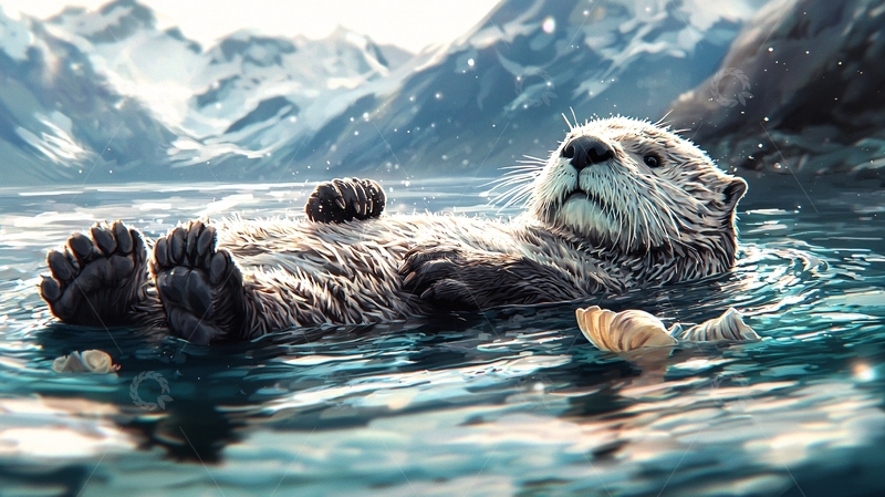 高清大图下载【趣麦麦图】海獭在水中嬉戏