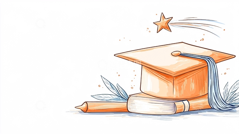 高清大图下载【趣麦麦图】毕业帽与书本插画素材