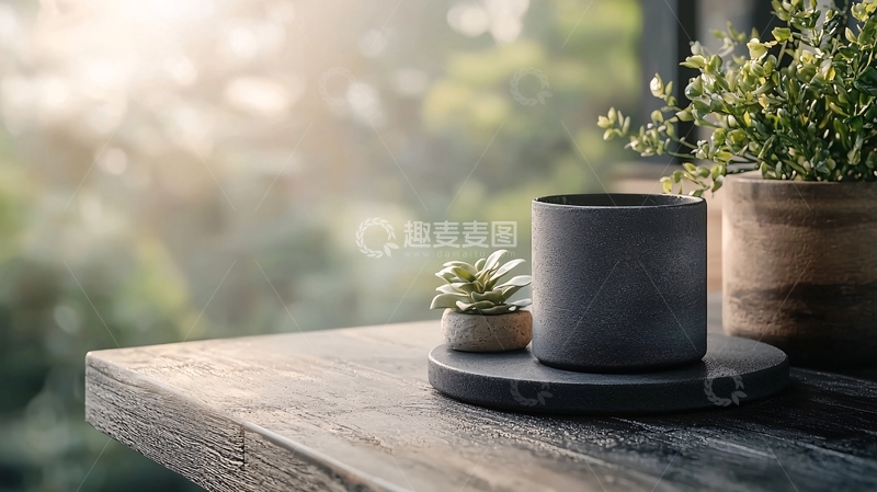 高清大图下载【趣麦麦图】窗边简约植物装饰摆件