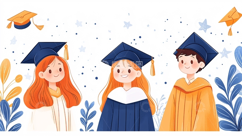 高清大图下载【趣麦麦图】毕业典礼卡通插画素材