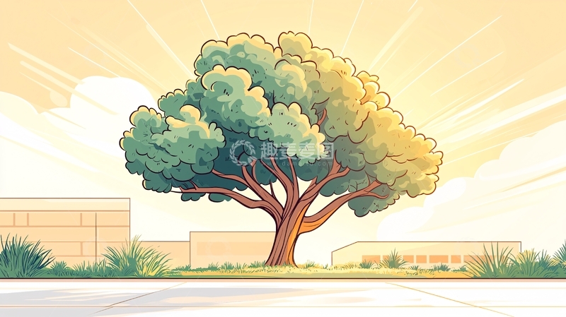 高清大图下载【趣麦麦图】夕阳下的大树