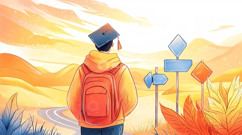 高清大图下载【趣麦麦图】毕业季选择之路