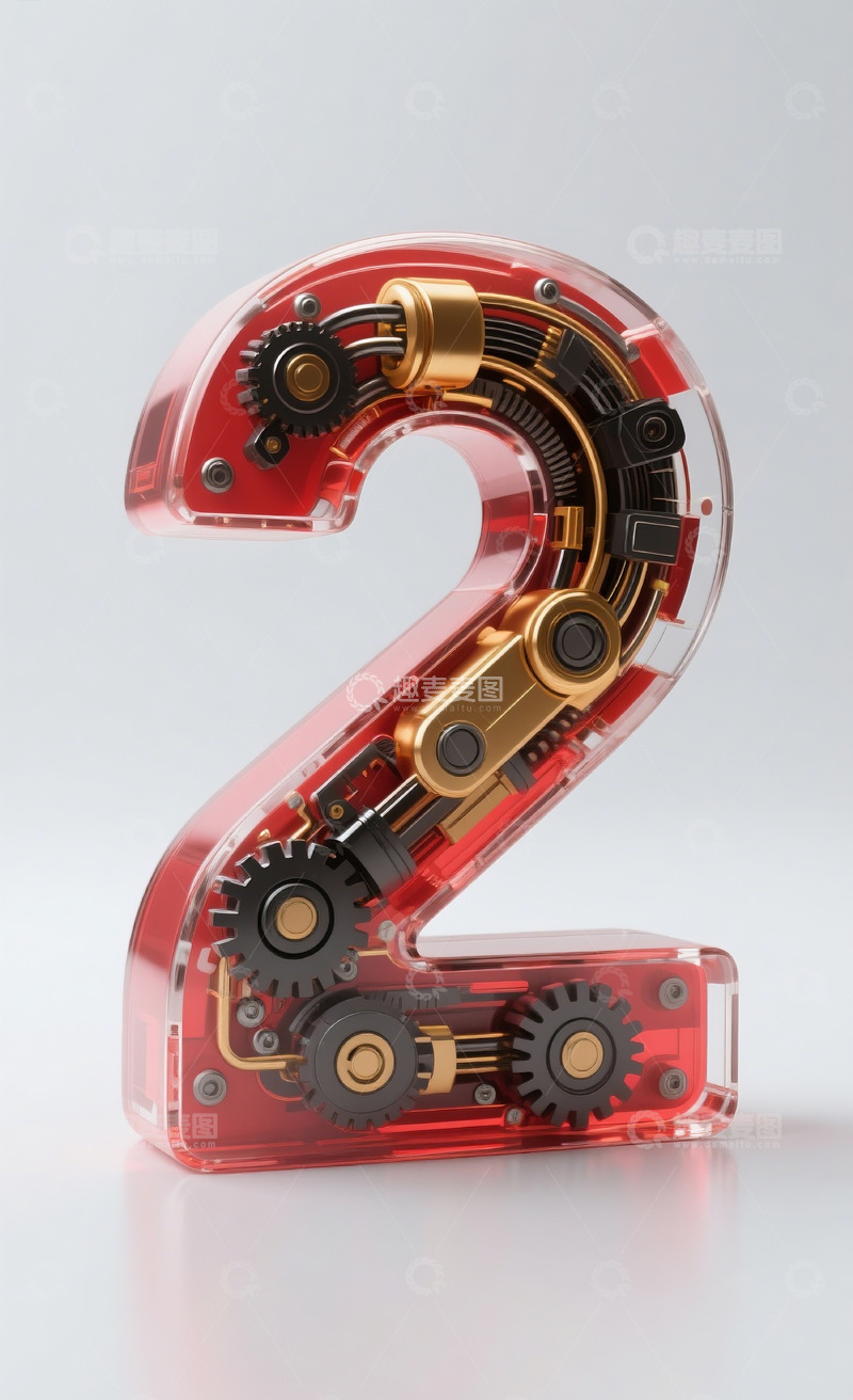 高清大图下载【趣麦麦图】红色机械数字2