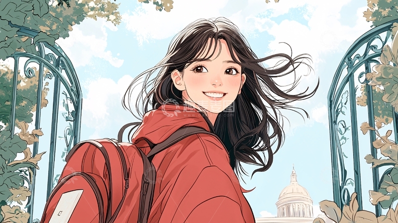 高清大图下载【趣麦麦图】秋日校园青春少女