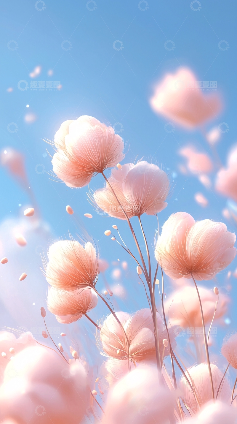 高清大图下载【趣麦麦图】粉色棉花天空背景