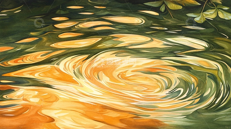 高清大图下载【趣麦麦图】流动的金色漩涡