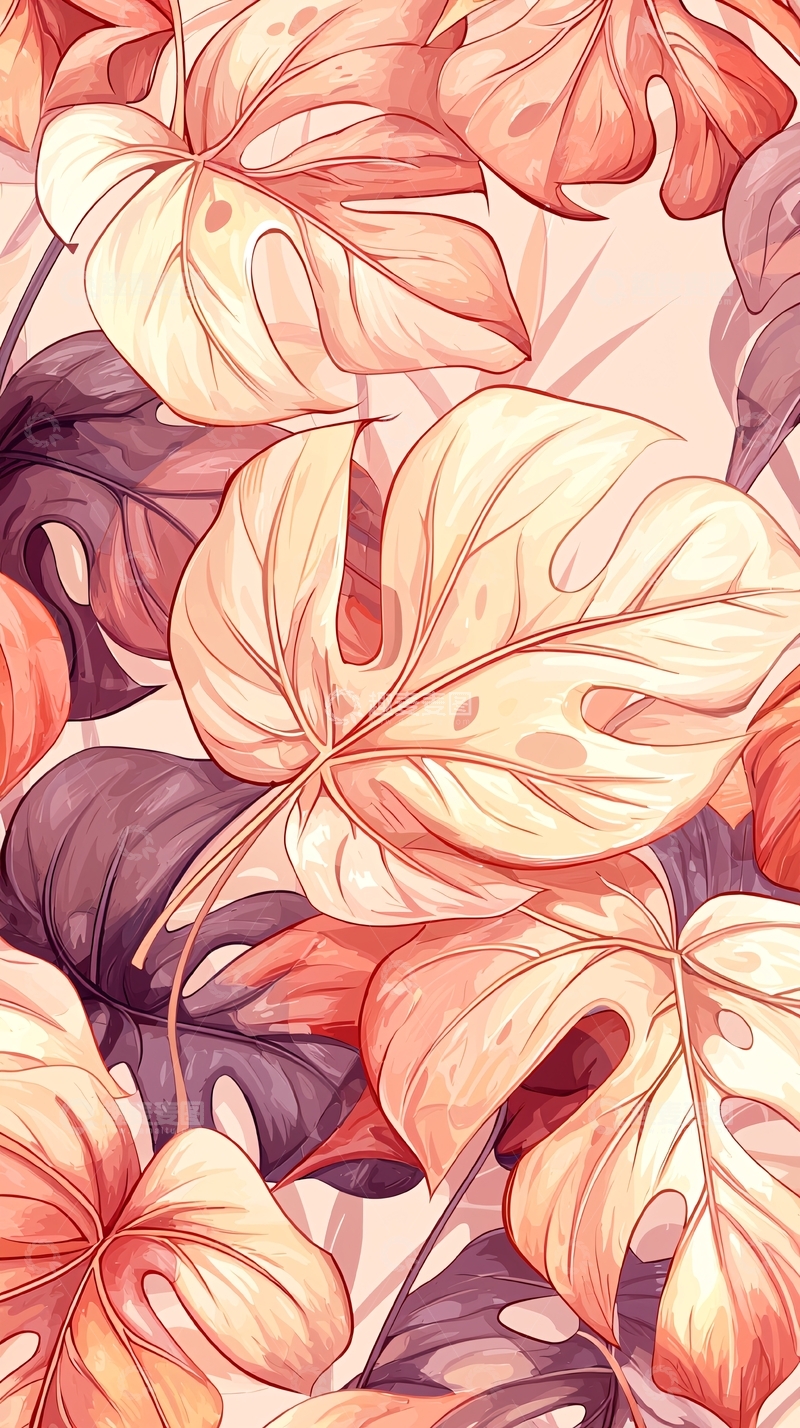 高清大图下载【趣麦麦图】热带植物叶子背景图