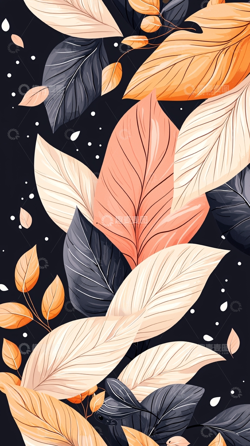 高清大图下载【趣麦麦图】秋叶飘落背景图