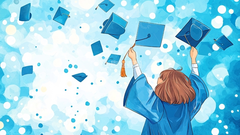 高清大图下载【趣麦麦图】毕业典礼庆祝插画素材