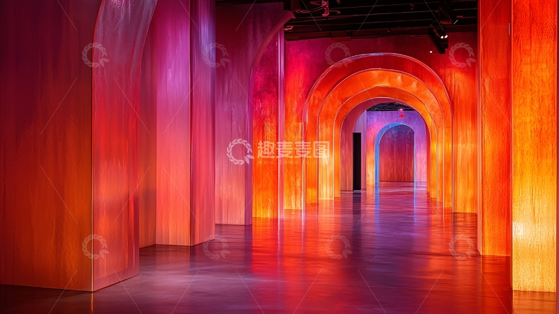 高清大图下载【趣麦麦图】红色光影走廊艺术展览