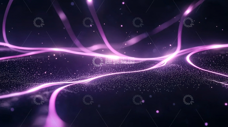 高清大图下载【趣麦麦图】紫色光带粒子背景