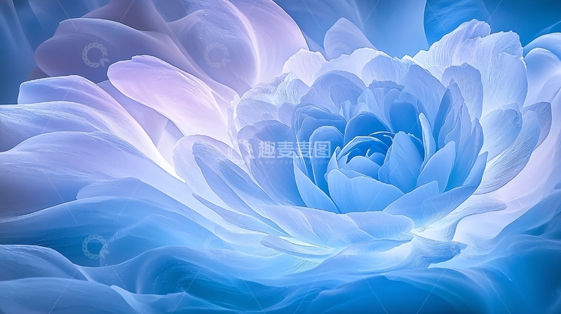 高清大图下载【趣麦麦图】梦幻蓝白花朵艺术背景