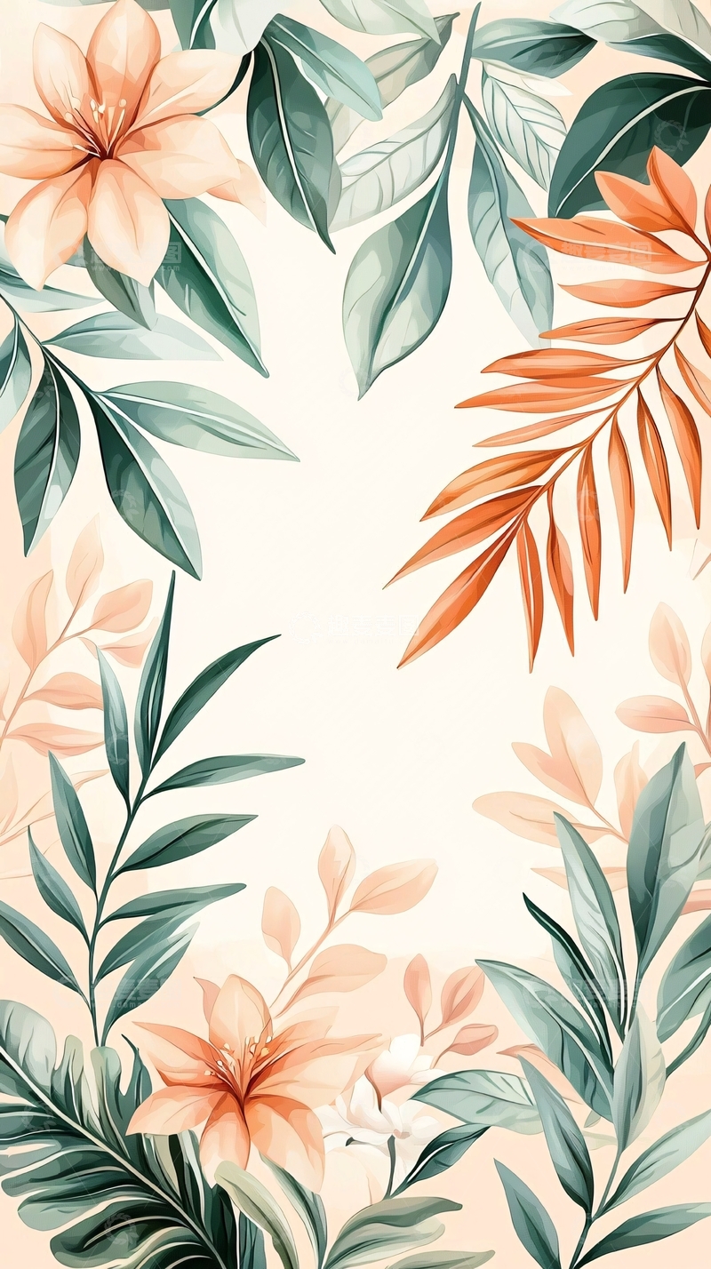 高清大图下载【趣麦麦图】热带花卉背景图案