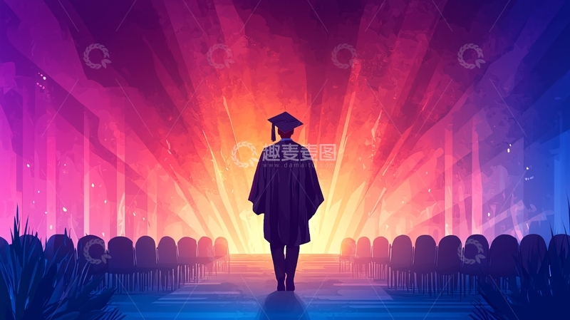高清大图下载【趣麦麦图】毕业典礼上的毕业生剪影