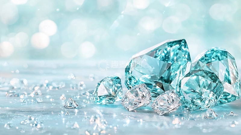 高清大图下载【趣麦麦图】冰蓝色钻石闪耀光芒