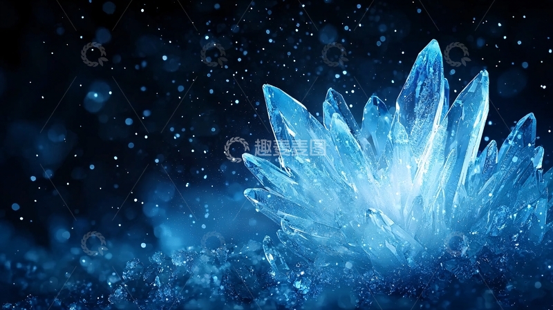 高清大图下载【趣麦麦图】蓝色水晶簇背景素材