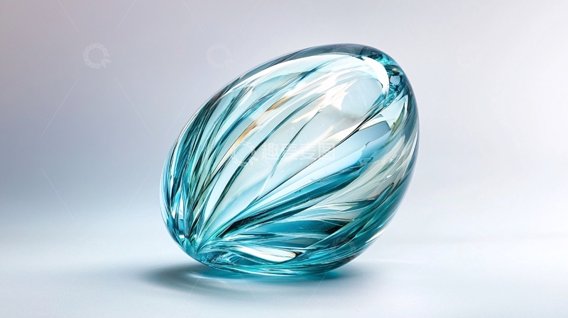 高清大图下载【趣麦麦图】蓝色玻璃蛋形艺术品