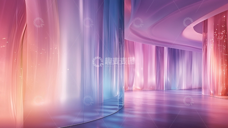 高清大图下载【趣麦麦图】梦幻色彩渐变玻璃墙背景