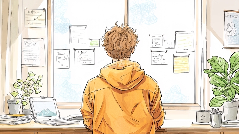 高清大图下载【趣麦麦图】室内办公桌前思考的人