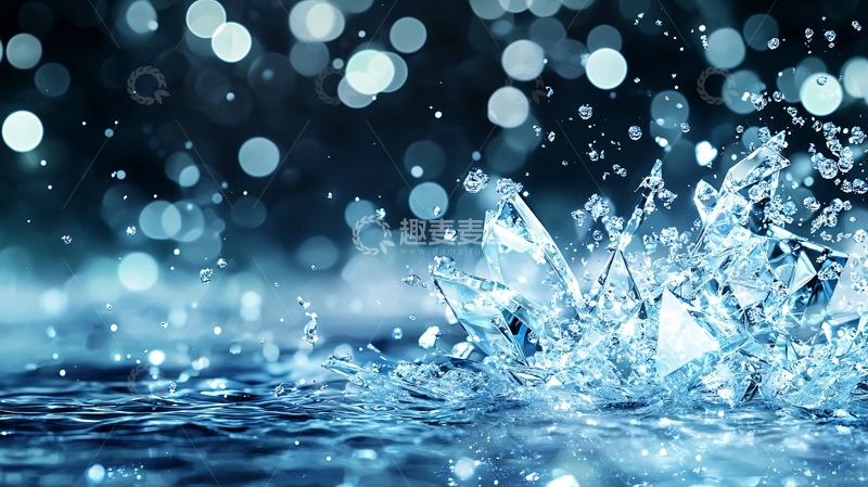 高清大图下载【趣麦麦图】冰晶破碎水花飞溅