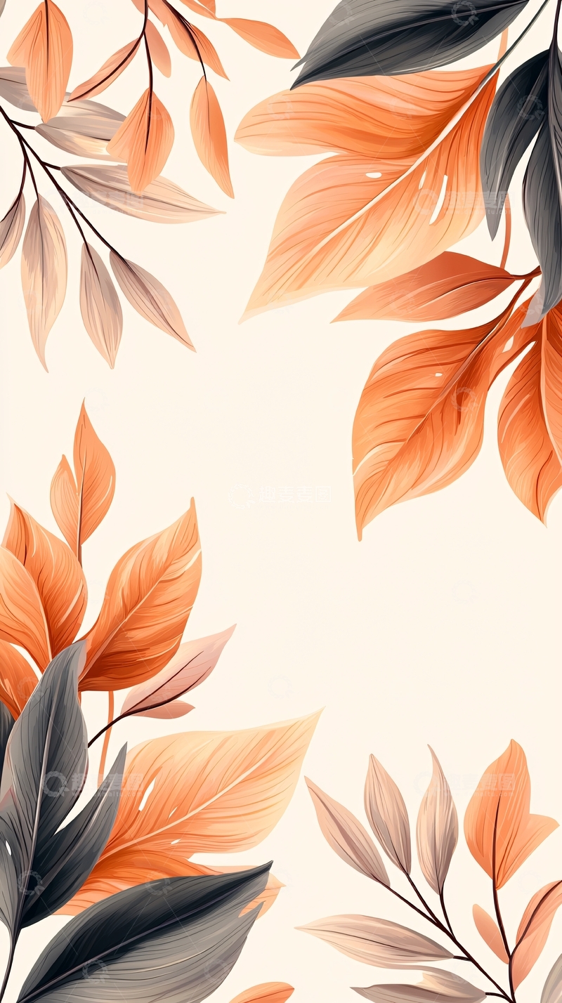 高清大图下载【趣麦麦图】秋日落叶艺术背景图