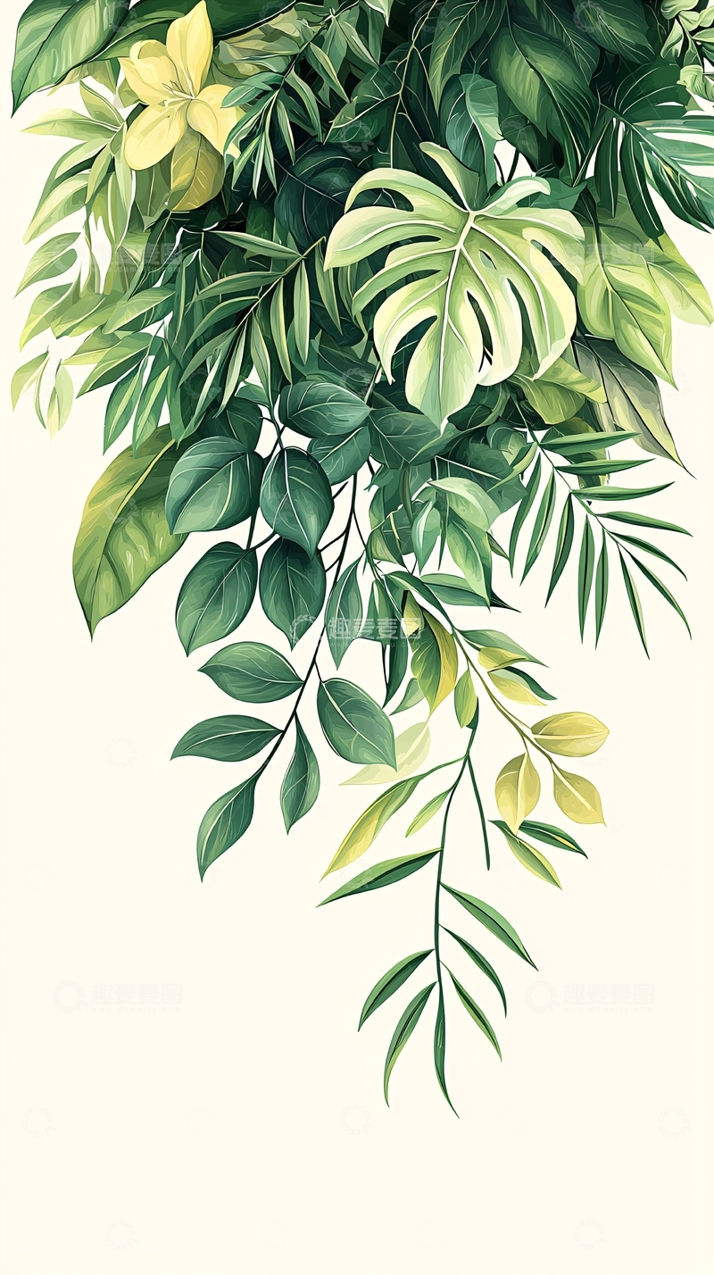 高清大图下载【趣麦麦图】热带植物叶子背景图