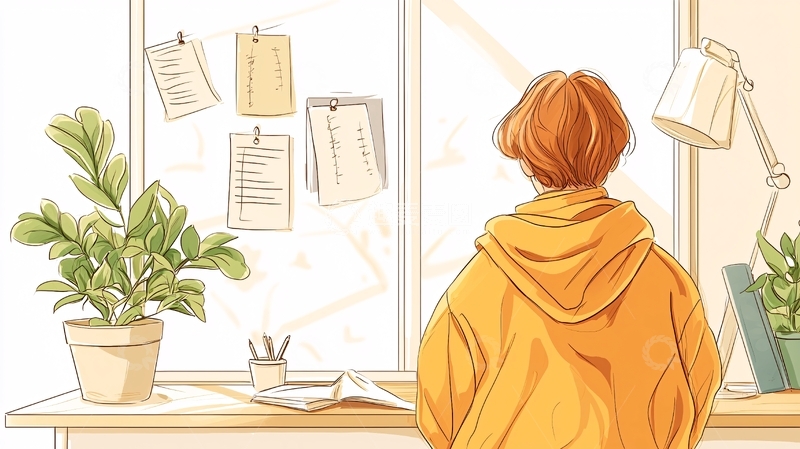 高清大图下载【趣麦麦图】室内办公桌前思考的人