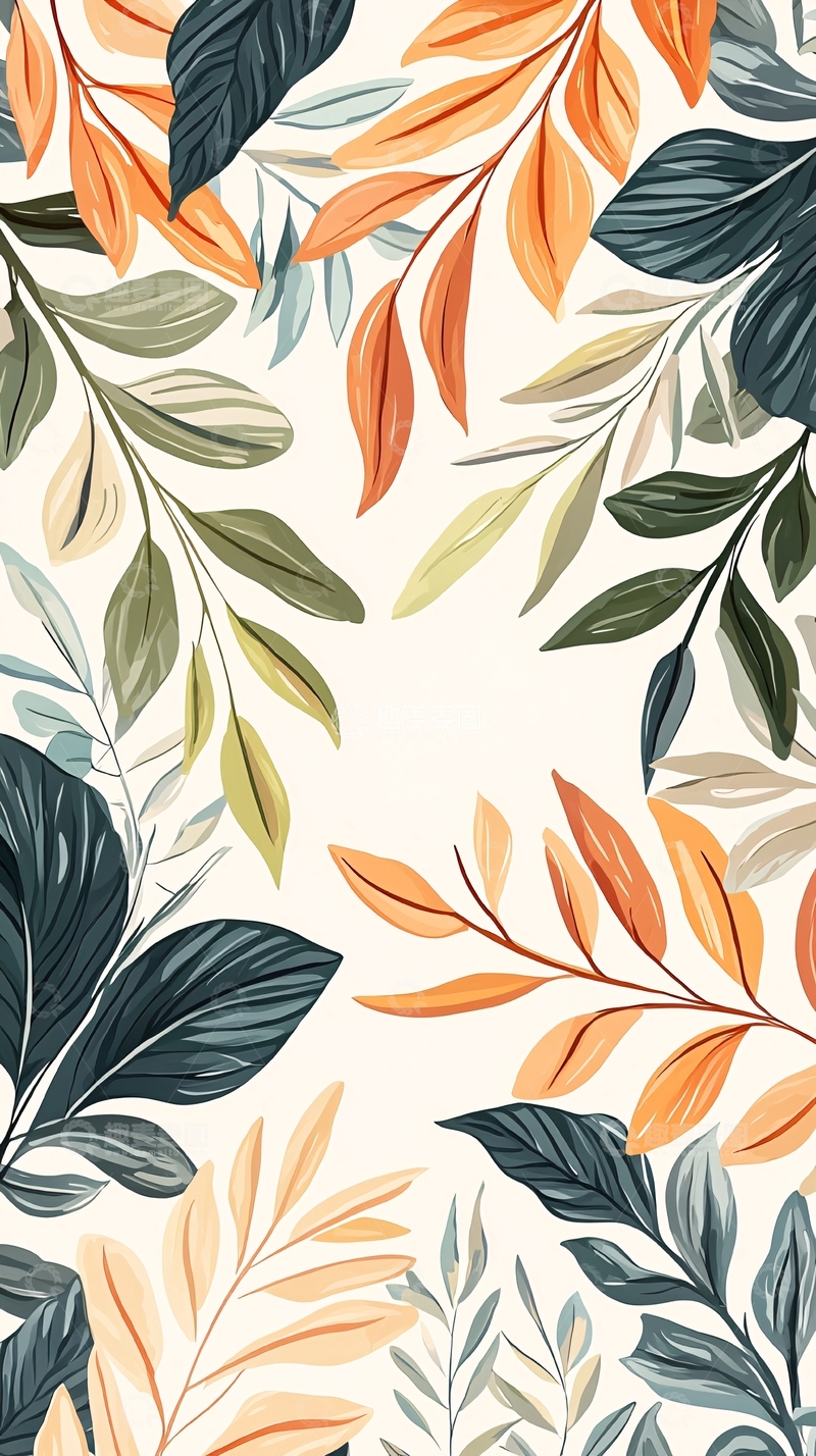 高清大图下载【趣麦麦图】秋叶植物背景图案素材