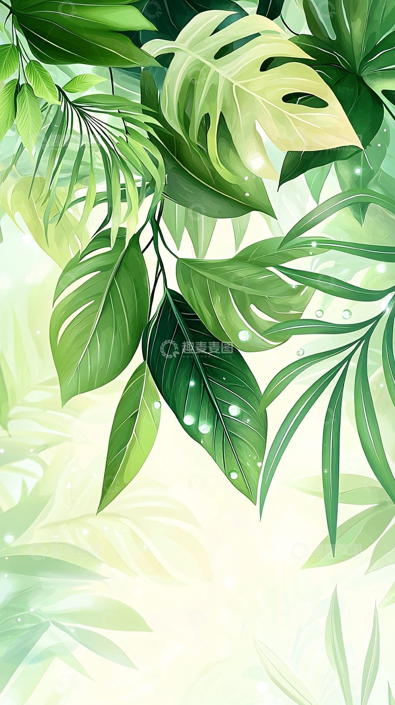 高清大图下载【趣麦麦图】热带植物叶子背景图