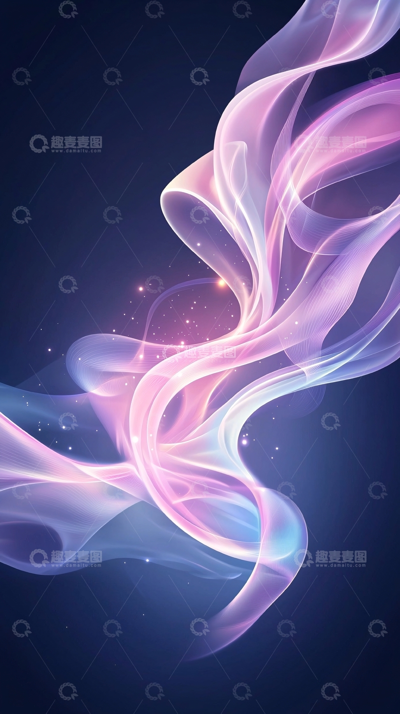 高清大图下载【趣麦麦图】梦幻紫色线条流动背景