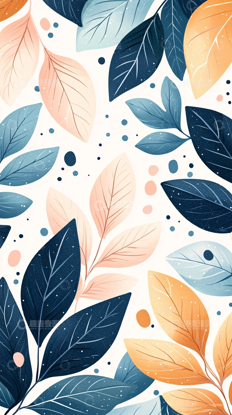 高清大图下载【趣麦麦图】秋叶渐变色背景图案